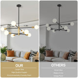 Modern Sputnik Chandelier 8 Lights Height Adjustable Ceiling Light Fixture Mid-Century Modern Gold Chandelier for Dining Room Bedroom Kitchen Living Room with Sloped Ceiling Adapter