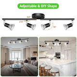 LED Ceiling Light,4 Way Rotatable Spot Lights for Ceiling,Flexible Ceiling Lights for Bedroom,Living Room, Black with Protectiv Bulb Trims(Gu10 Bulbs Not Included)