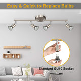 LED Ceiling Light,4 Way Rotatable Spot Lights for Ceiling,Flexible Ceiling Lights for Bedroom,Living Room, Black Nickel with Protectiv Bulb Trims(Gu10 Bulbs Not Included)