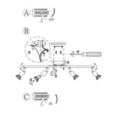 LED Ceiling Light,4 Way Rotatable Spot Lights for Ceiling,Flexible Ceiling Lights for Bedroom,Living Room, Black Nickel with Protectiv Bulb Trims(Gu10 Bulbs Not Included)