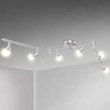 LED Ceiling Light 6 Way Rotatable Spot Lights for Ceiling,Flexible Ceiling Lights for Bedroom,Living Room,Nickel with Protectiv Bulb Trims(Gu10 Bulbs Not Included)