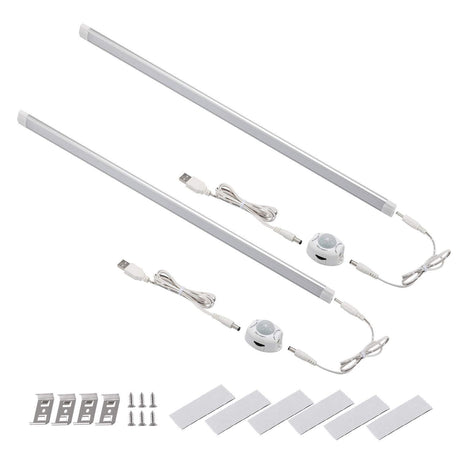 LED Motion Sensor Cabinet Light,2 Pack USB Powered Closet Night Light,20 inch Under Counter Lighting Kit with Automatic Shut Off Timer for Kitchen Pantry Wardrobe Cupboard (Natural White 4000K)