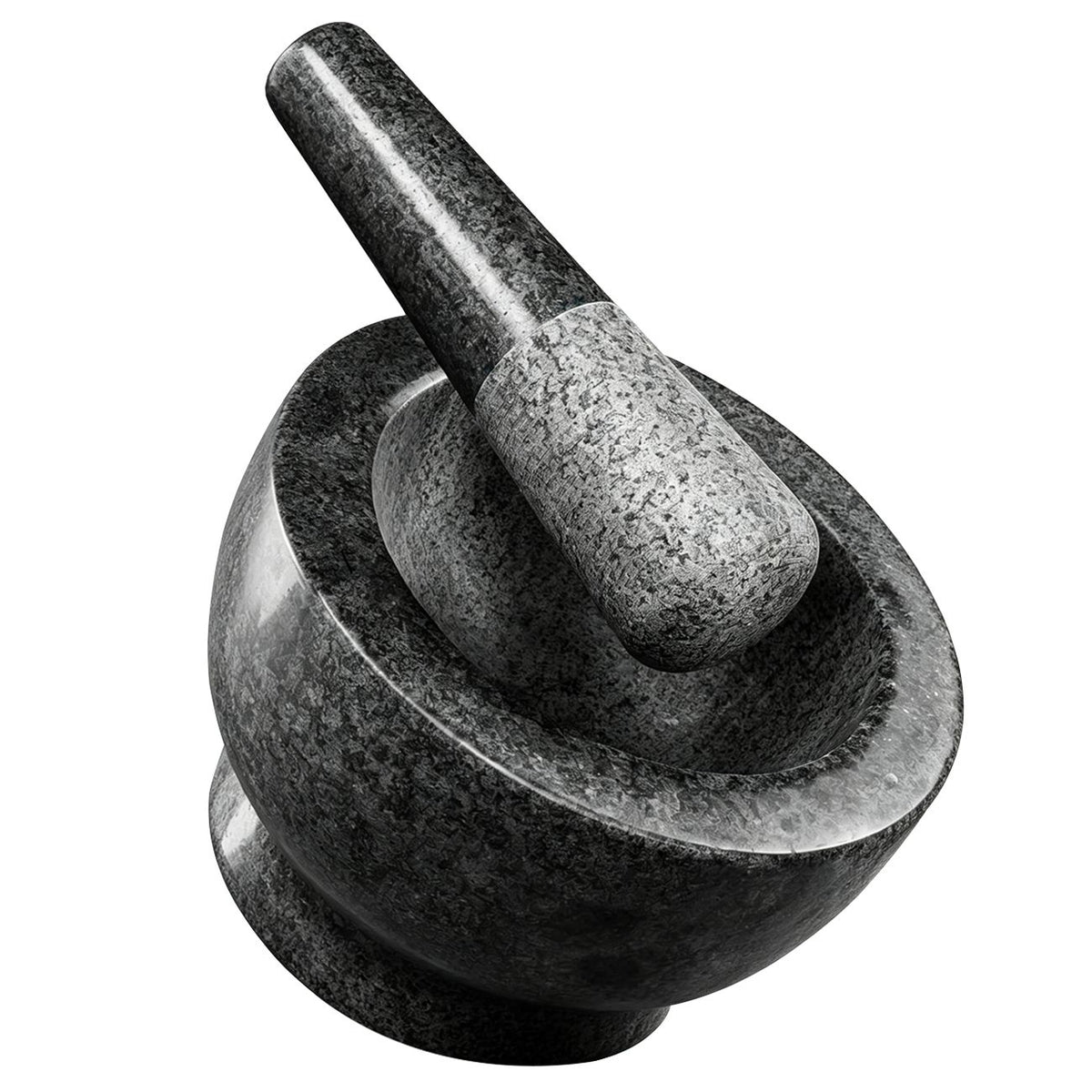 Granite Mortar and Pestle Set, 480ml Heavy Duty Stone Grinder Bowl with 15.5cm Pestle, Dark Grey, Manual Spice Grinder for Guacamole, Salsa, Pesto, Herbs, Spices, Nuts & Seeds