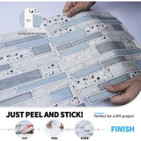 Self-Adhesive Wall Tiles Vinyl Kitchen Tile Marble Blue 10 Pieces