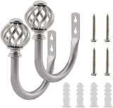 2 Pack Curtain Holdbacks, U Shaped Wall Mounted Curtain Tieback Hooks Drapery Tiebacks Decorative Curtain Hooks Window Treatment Holdbacks Hardware for Home Decor (Silver)