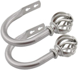 2 Pack Curtain Holdbacks, U Shaped Wall Mounted Curtain Tieback Hooks Drapery Tiebacks Decorative Curtain Hooks Window Treatment Holdbacks Hardware for Home Decor (Silver)