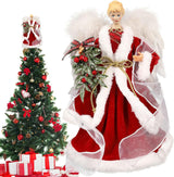 Christmas Tree Angel Tops Decorative Ornaments with White Feather Wings