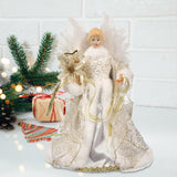 Christmas Tree Angel Tops with White Feather Wings Decorative Ornaments for Holiday Decor