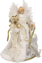 Christmas Tree Angel Tops with White Feather Wings Decorative Ornaments for Holiday Decor