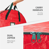 Christmas Wreath Storage Container 24 Inch - Wreath Bag for Artificial Wreaths Box - Dual Zippered Wreaths Storage Bag with Strong Durable Handles - Red