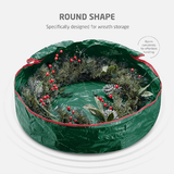 Christmas Wreath Storage Container 36 Inch - Wreath Bag for Artificial Wreaths Box - Dual Zippered Wreaths Storage Bag with Strong Durable Handles - Green