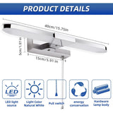 LED Bathroom Mirror Light 40Cm LED Mirror Light Wall Lamp Bathroom Mirror Light With Pull Switch 3000K 920Lm 8W Ip44