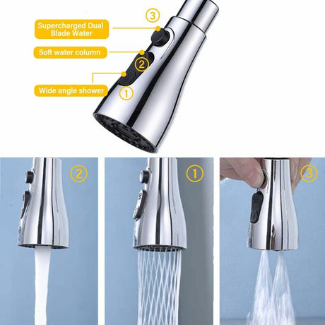 Kitchen Faucet Sprayer 3 Modes - 360 Degrees Kitchen Faucet Nozzle, Faucet Head, Sink Mixer Sprayer, Kitchen Faucet