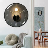 Modern Silent Wall Clock, 30Cm Diameter Wall Clock, ROund Digital Quartz Wall Clock, Suitable For Living ROom, Office,
