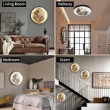 Indoor Wall Light, Modern 15W LED Wall Lamp Circle Design, 6500K Wall Lights Adjustable, Black, For Bedroom, Living