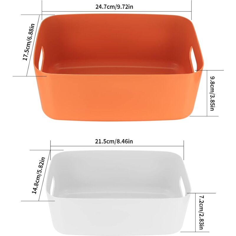 6 Pieces Plastic Storage Basket With Handles, Small Storage Box Organizer For Bathroom, Kitchen, Bedroom, Cosmetics,