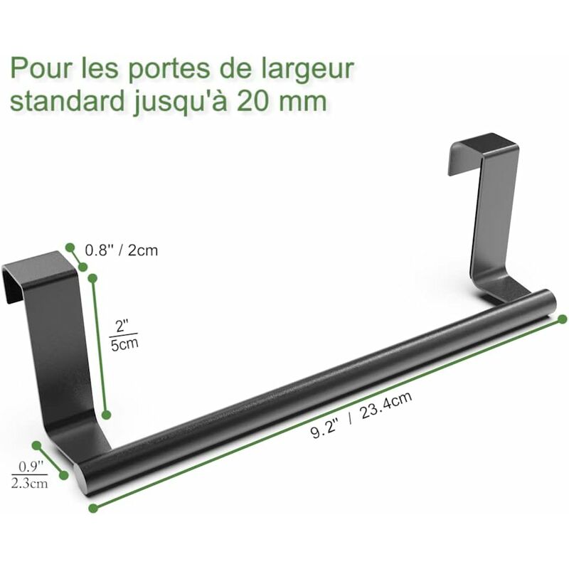 Kitchen Towel Bar, 2 pcs Set Kitchen Towel Holders, Matte Black