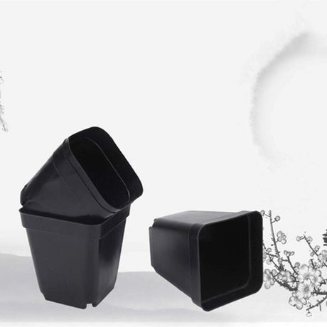 50 pcs Black Seedling Pot - Square Plastic Plant Pots - Small Indoor Outdoor Flower Pot (Black/ 6X6X6.5Cm)