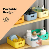 Plastic Storage Basket, 7 Pack Stackable Storage Baskets With Handles For Kitchen Shelf, Bathroom, Nursery, Closet And