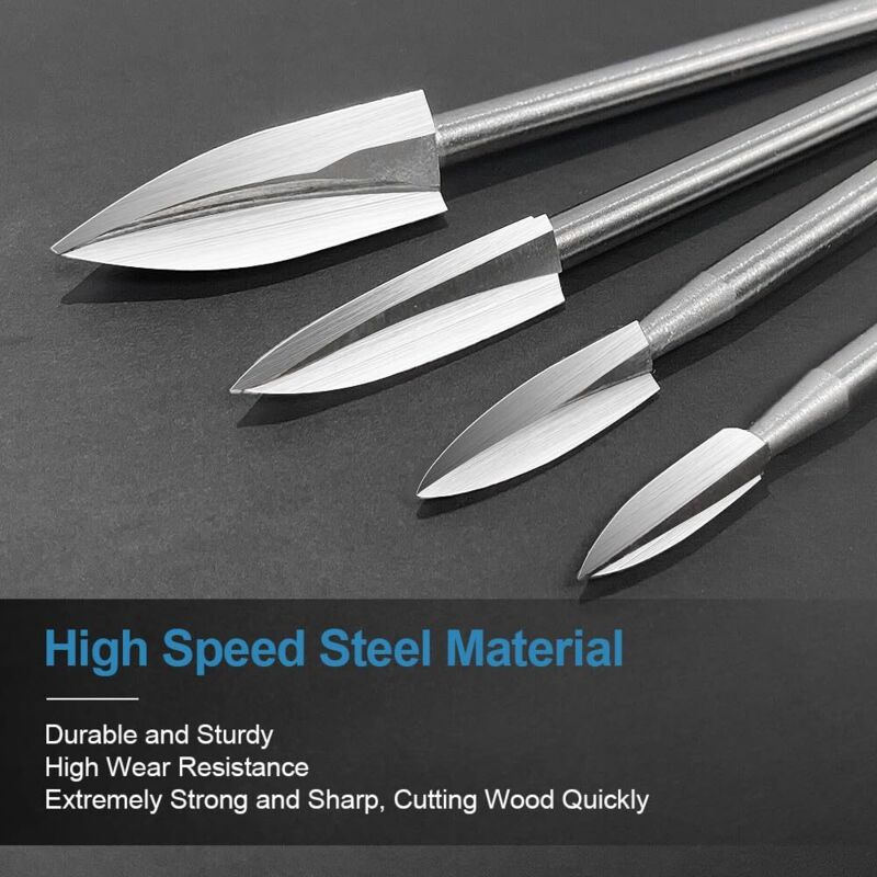 Wood Carving Bit Set For ROtary Tool, 5 Pieces Wood Carving Bits With 1/8 Inch Shank For Diy Woodworking, Engraving,
