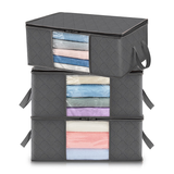 3 Pack 35L Clothes Storage Bag, Foldable Underbed Storage Box, Quilt Storage Cover Closet Organizer, Clear Window In