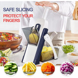 Kitchen Mandoline Safety Slicer Manual Multifunction All Vegetable Cutter Stainless Steel Blade, Julienne, Cubes, Fcoupe