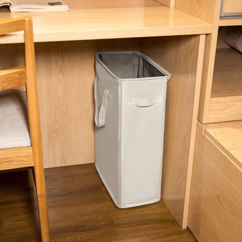 Long Foldable Laundry Basket With Handles 45L Beige
