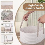 Laundry Basket - 40 X 35 Cm Foldable Storage Baskets - Cotton ROpe Laundry Basket With Handles - Toy Storage Basket -