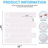 10 pcs White Subway Tiles Self Adhesive Kitchen Bathroom Backsplash 3D Vinyl Brick Adhesive Paper 30X30Cm