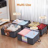 6 Pack 35L Clothes Storage Bag, Foldable Underbed Storage Box, Quilt Storage Cover Closet Organizer, Clear Window