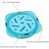 Slow Feeder Dog Bowl, Interactive Slow Feeder For Pets, Durable Square Non-Slip Pet Drinking Water Bowl Blue