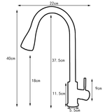 Black Kitchen Faucet, Stainless Steel Pull-Down Sprayer Sink Mixer Tap, 2 Spray Modes Kitchen Mixer Tap, High Spout And