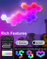 8 Pack Hexagon LED Wall Lights, Smart RGB Honeycomb Lights with APP & Voice Control, Music Sync Modular LED Panels for Gaming Room, Bedroom & Home Theater Decor