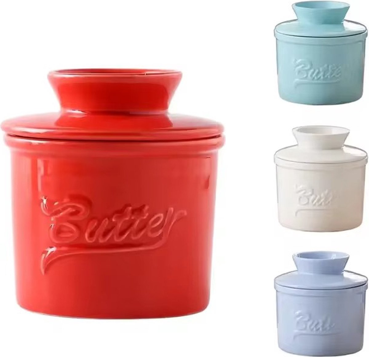 Wit Butter Dish - Butter Dish - Water-Cooled Butter Dish with Water Line - Ceramic Butter Dome for Spreading Butter - Christmas Gift for the Kitchen - Kitchen Baby Clothing Accessories - Kitchen Tools