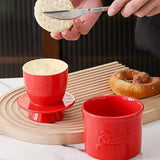 Red Butter Dish - Butter Dish - Water-Cooled Butter Dish with Water Line - Ceramic Butter Dome for Spreading Butter - Christmas Gift for the Kitchen - Kitchen Baby Clothing Accessories - Kitchen Tools
