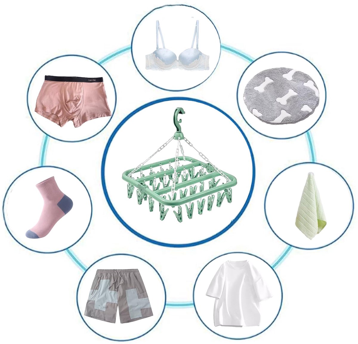 Sock Dryer - Clothesline - 32 Clips - Sock Hanger - Sock Dryer - Laundry Socks - Dryer - Carousel - Drying Carousel - Clothes Hanger - Sock Drying Rack - Vegetables