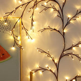 Beautiful LED Vine Branch Wall Light - 2 meters Long, 144 LED Lights - Suitable for Indoor and Outdoor Use - 8 Lighting Modes - Flexible and Decorative - Brown