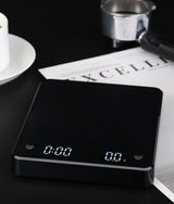Precision Scale - Barista Scale - Coffee Scale with Timer - Small 3 kg / 0 g Coffee Scale with Gravity Sensor - Rechargeable Kitchen Scale - Barista Essential - High Precision - Black