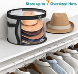 Storage Box - Extra Large Clear Hat Storage Bag - Holds up to 7 Hats - Cowboy Hat Wardrobe Storage Bag - Wide Brim Hat Box with Handle - (Grey)