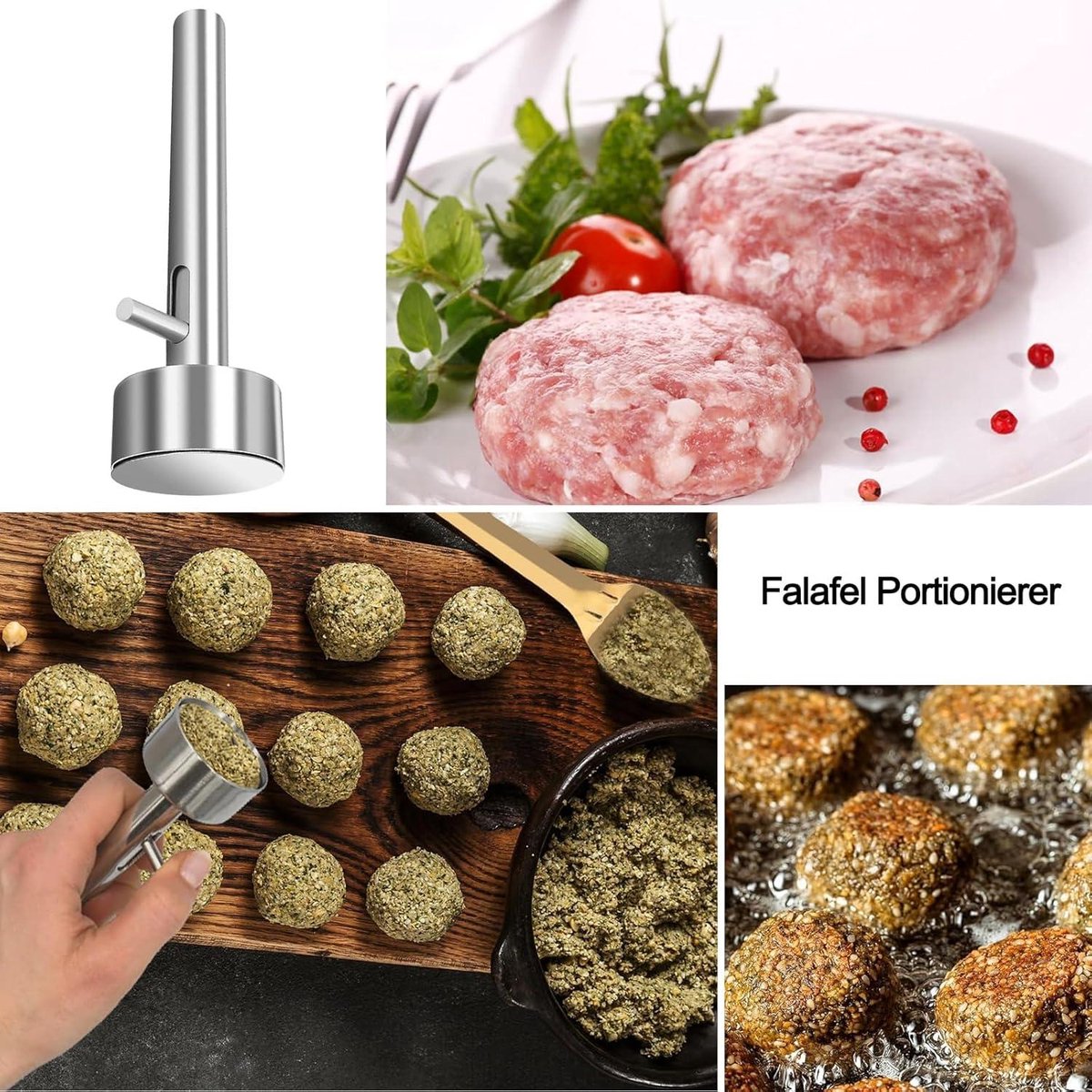 Allecto Plus - 4cm Falafel Scoop - Meatball Maker - Stainless Steel - Kitchen and Restaurant - Non-stick Coating
