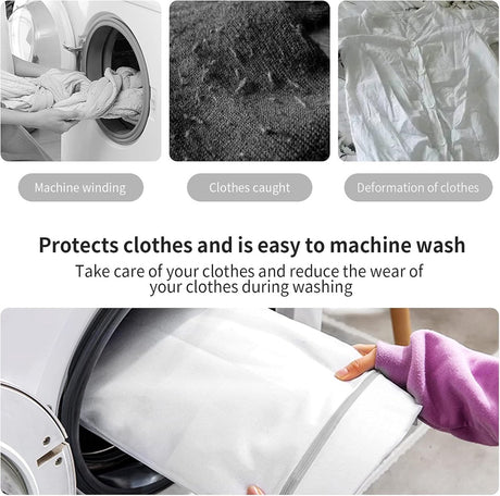 Set of 3 Mesh Laundry Bags - Large Bags - Delicate Clothes - Perfect for Washing Machines - Jackets - Jeans - 60 x 60 cm - Household Accessory