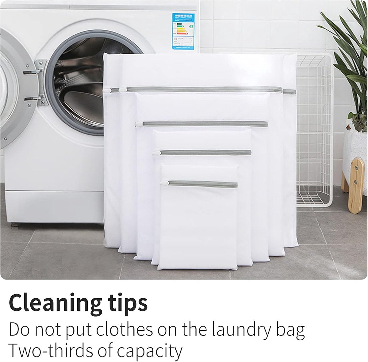 Set of 3 Mesh Laundry Bags - Large Bags - Delicate Clothes - Perfect for Washing Machines - Jackets - Jeans - 60 x 60 cm - Household Accessory