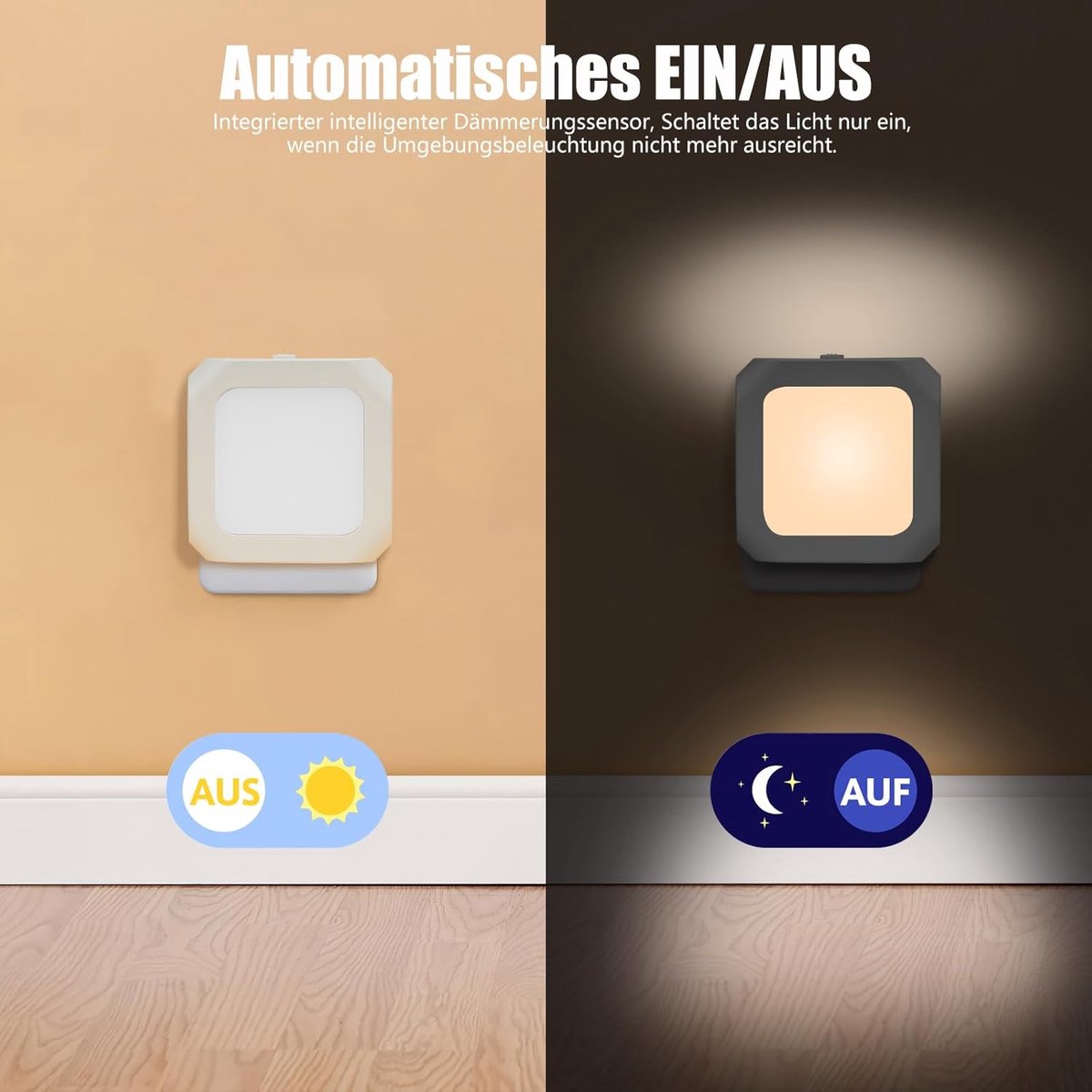 Night light - Night light plug - Adult night light - LED night light - With sliding dimming position - Suitable for bedrooms and staircases - For babies, adults, and children (pack of 2)