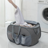 Foldable Laundry Basket - Foldable Laundry Basket with Lid - Storage Basket with Handles - Large Capacity Foldable Laundry Basket - Waterproof for Children's Room, Camping and Travel - Grey - 36 x 36 x 58 cm