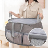 Foldable Laundry Basket - Foldable Laundry Basket with Lid - Storage Basket with Handles - Large Capacity Foldable Laundry Basket - Waterproof for Children's Room, Camping and Travel - Grey - 36 x 36 x 58 cm
