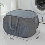 Foldable Laundry Basket - Foldable Laundry Basket with Lid - Storage Basket with Handles - Large Capacity Foldable Laundry Basket - Waterproof for Children's Room, Camping and Travel - Grey - 36 x 36 x 58 cm