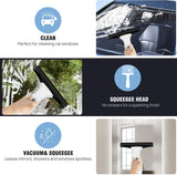 Windshield wiper - window cleaner - window squeegee - window cleaner - cordless window vacuum cleaner - water tank, spray bottle with microfiber cover - cordless window cleaner for all smooth surfaces, windows, mirrors, shower screens