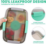 2000ml children's lunch box, adult lunch box with 4 compartments and soup container, salad box with dressing container, lunch box, salad container, microwave and dishwasher safe, BPA free