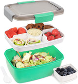 2000ml children's lunch box, adult lunch box with 4 compartments and soup container, salad box with dressing container, lunch box, salad container, microwave and dishwasher safe, BPA free