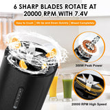 Portable Blender - Blender - Mini Blender - On-the-Go Blender - Mini Juicer - Smoothie Maker - 450 ml - For milkshakes and smoothies, 6-blade mini blender, mini blender, magnetic charger - Black
